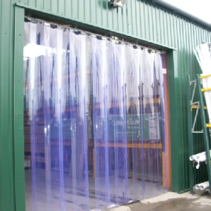 PVC curtains hanging in a commercial space